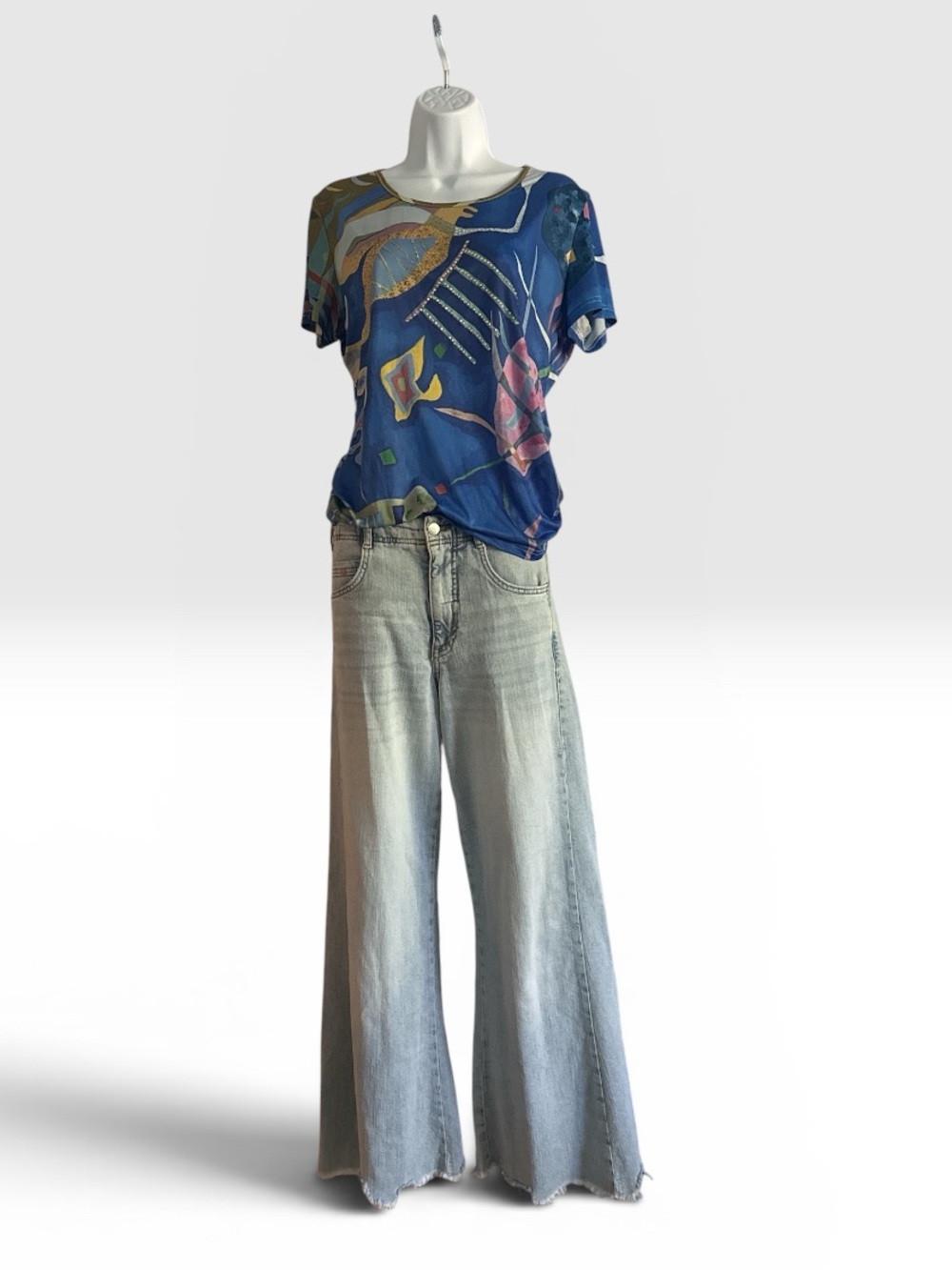 Women's Blue Abstract Short Sleeve Tee by Esprit - Picture 5 of 7